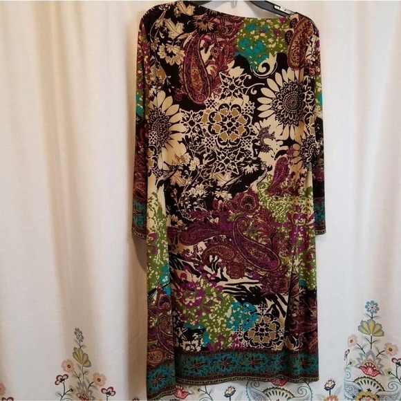 Eci floral brown and purple shift dress - Picture 2 of 5